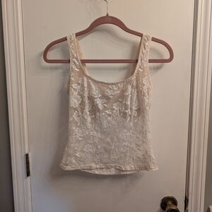 Vintage Y2K Victoria's Secret 1998 White Lace Camisole Tank Top Shelf Bra Medium